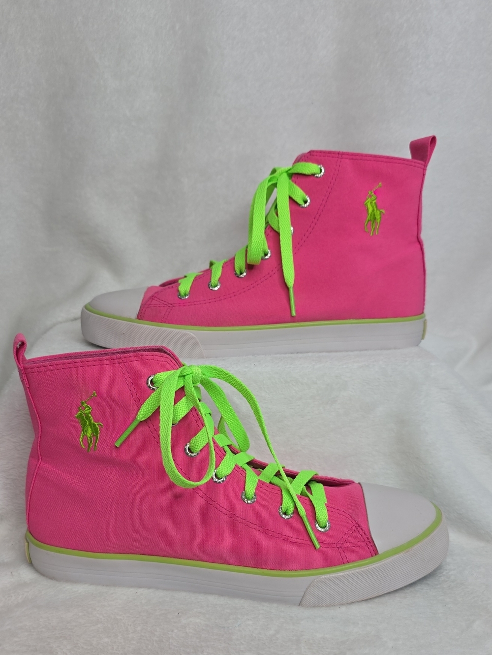 Polo by Ralph Lauren Hot Pink High-Top Sneakers with Neon Green Accents